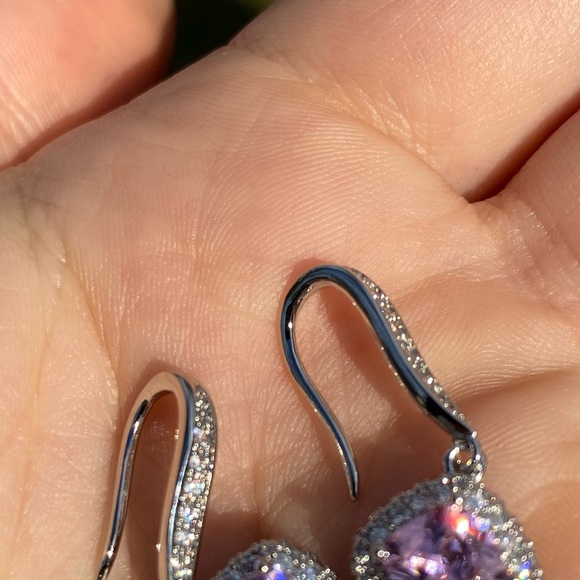 NEW 925 Sterling Silver Pink stone earrings - Picture 3 of 4